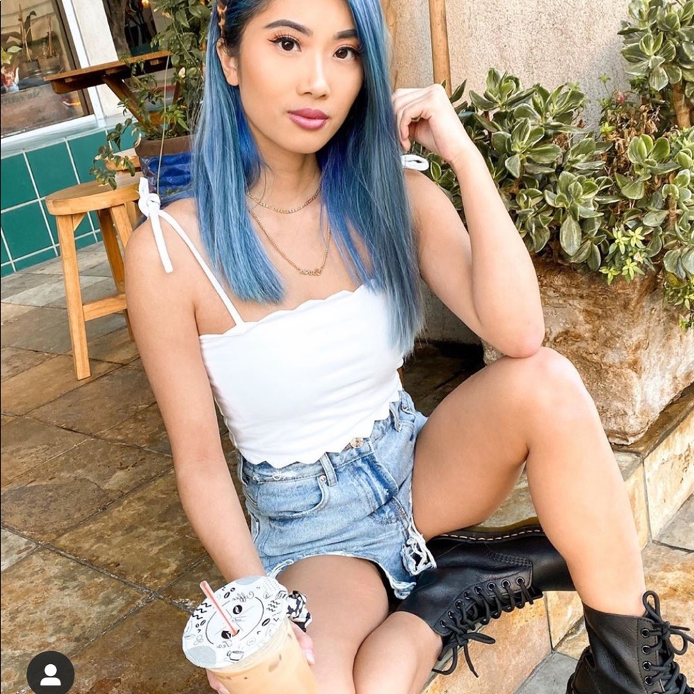 Adika white scallop crop top